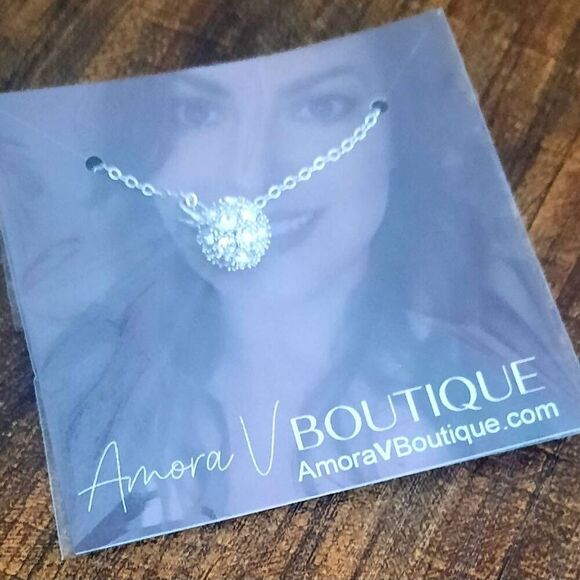 2/$40 Round Platinum Necklace - Ladies Crystal Ball Necklace - Picture 5 of 7